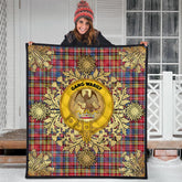 Drummond Of Strathallan Tartan Crest Premium Quilt - Gold Thistle Style